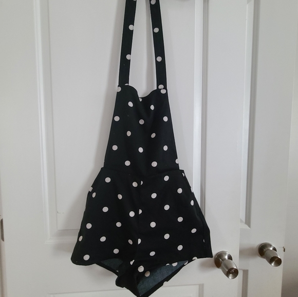 Black polka dot romper. - Picture 2 of 2